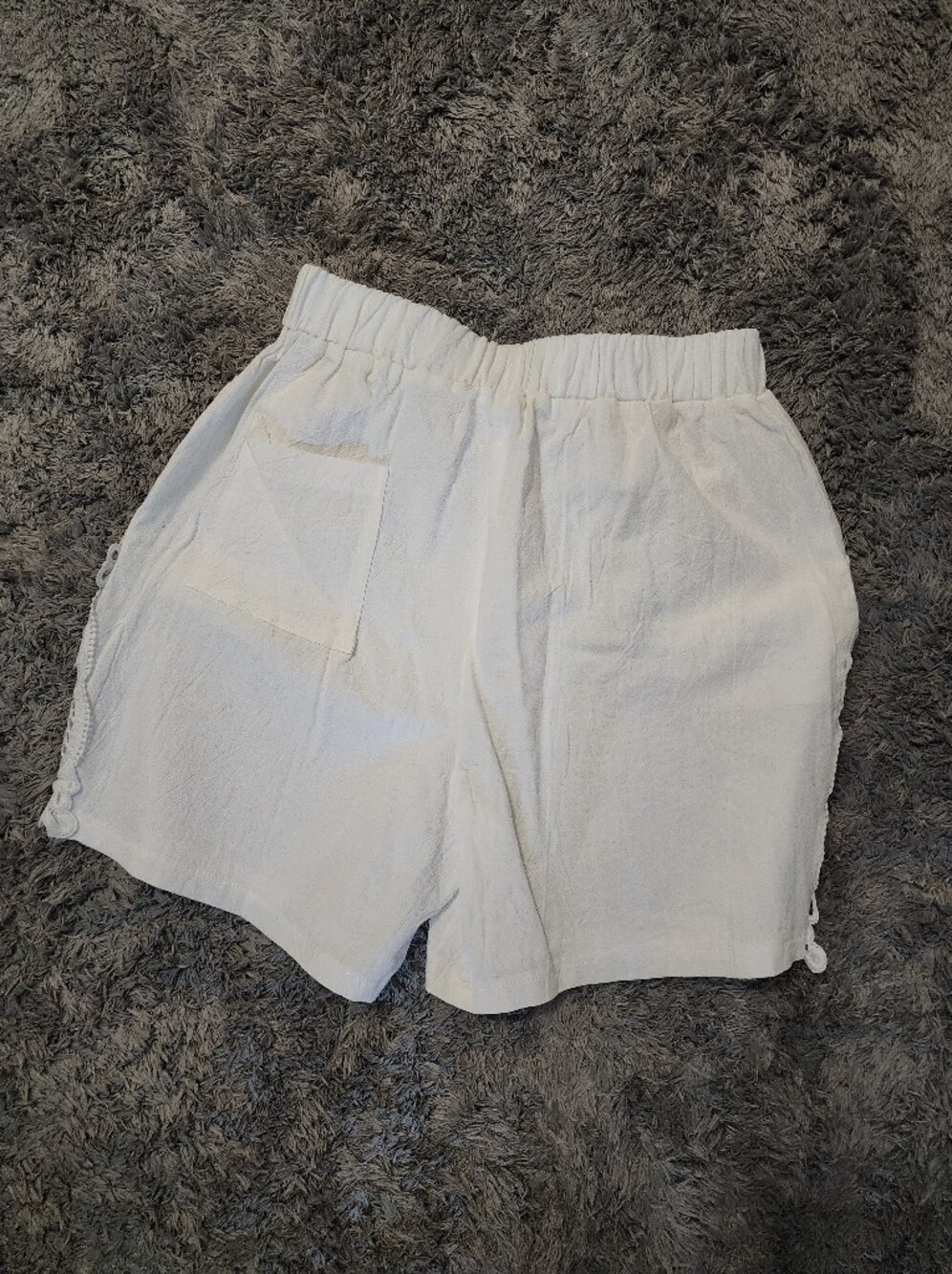SHEIN White Elastic-Waist Side Tie Pocket Shorts